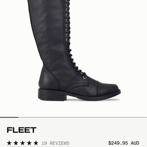 Black Lace Up Boots with Chunky Heel